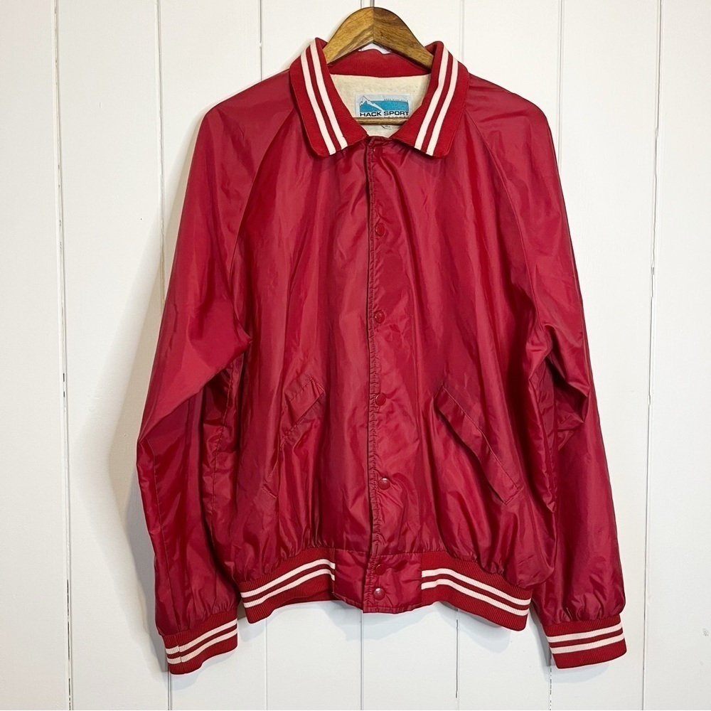 Vintage Hack Sport International Red Windbreaker Bomber Jacket. Size XL.